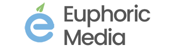 Euphoric Media Logo, branding, website development, google ads, and digital marketing.